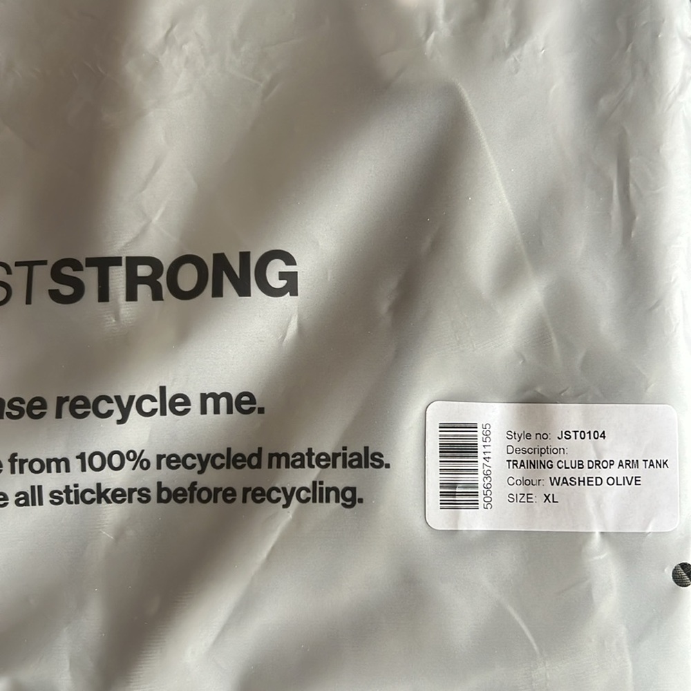 Just Strong TRAINING CLUB DROP ARM TANK - WASHED OLIVE-New-Size XL - Picture 7 of 7